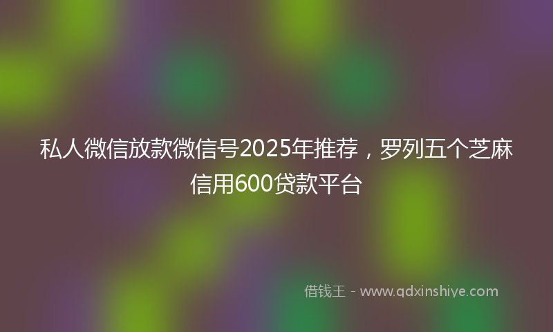 私人微信放款微信号2025年推荐,罗列五个芝麻信用600贷款平台