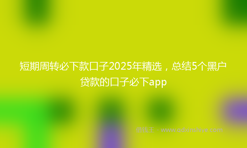 短期周转必下款口子2025年精选,总结5个黑户贷款的口子必下app