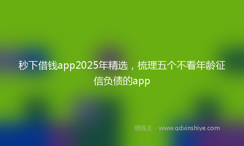 秒下借钱app2025年精选，梳理五个不看年龄征信负债的app