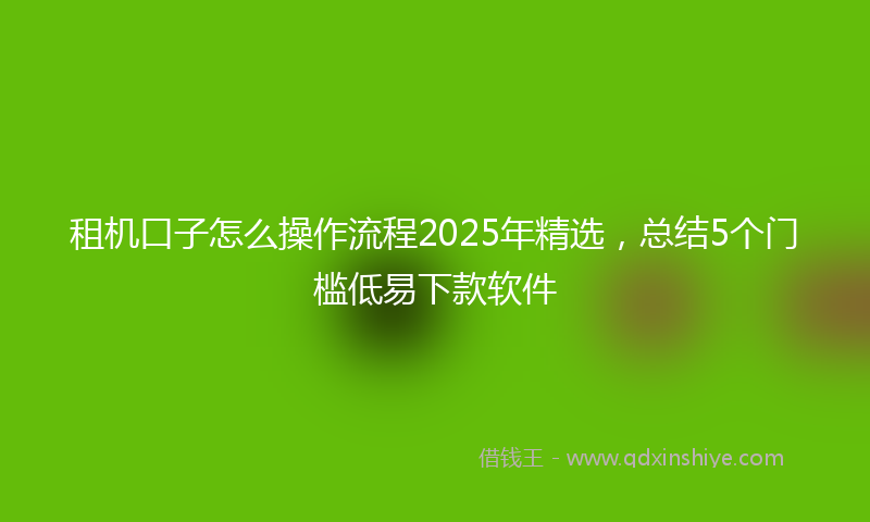 租机口子怎么操作流程2025年精选，总结5个门槛低易下款软件