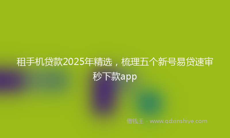 租手机贷款2025年精选，梳理五个新号易贷速审秒下款app