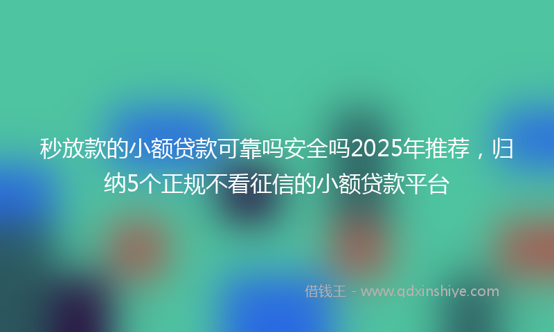秒放款的小额贷款可靠吗安全吗2025年推荐，归纳5个正规不看征信的小额贷款平台