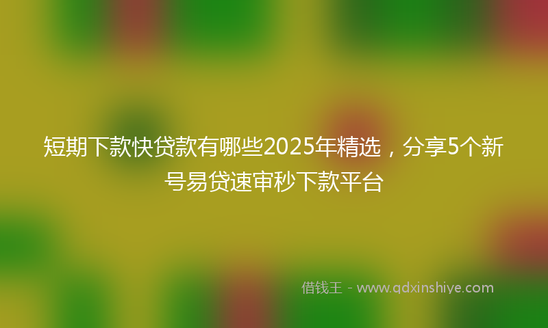短期下款快贷款有哪些2025年精选，分享5个新号易贷速审秒下款平台