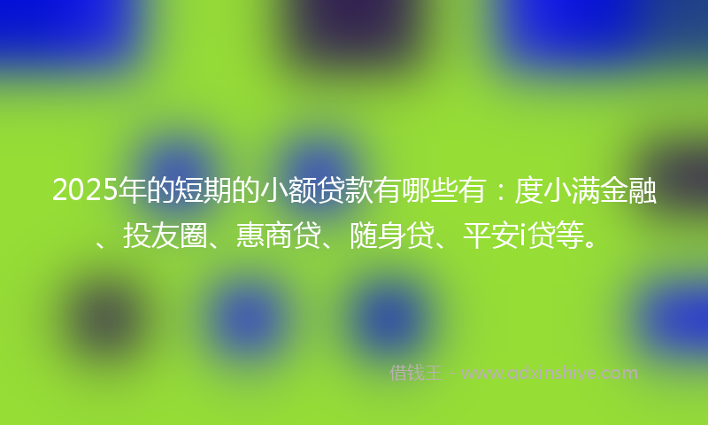 2025年的短期的小额贷款有哪些有:度小满金融、投友圈、惠商贷、随身贷、平安i贷等。