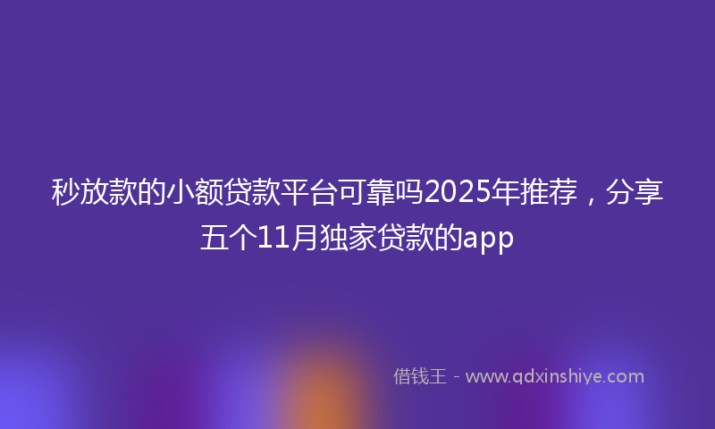 秒放款的小额贷款平台可靠吗2025年推荐，分享五个11月独家贷款的app