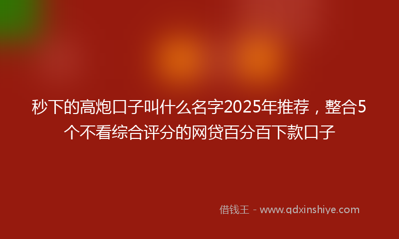 秒下的高炮口子叫什么名字2025年推荐，整合5个不看综合评分的网贷百分百下款口子