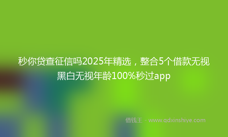 秒你贷查征信吗2025年精选，整合5个借款无视黑白无视年龄100%秒过app