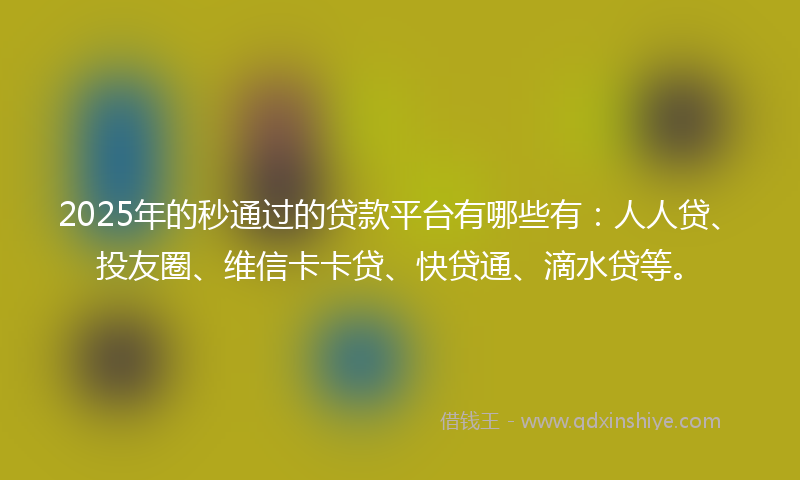 2025年的秒通过的贷款平台有哪些有：人人贷、投友圈、维信卡卡贷、快贷通、滴水贷等。
