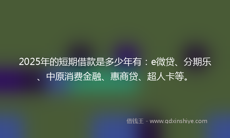 2025年的短期借款是多少年有：e微贷、分期乐、中原消费金融、惠商贷、超人卡等。