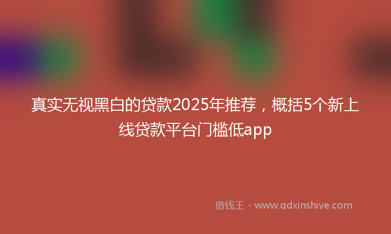 真实无视黑白的贷款2025年推荐，概括5个新上线贷款平台门槛低app