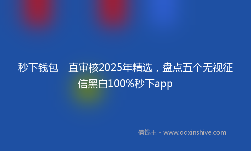 秒下钱包一直审核2025年精选，盘点五个无视征信黑白100%秒下app