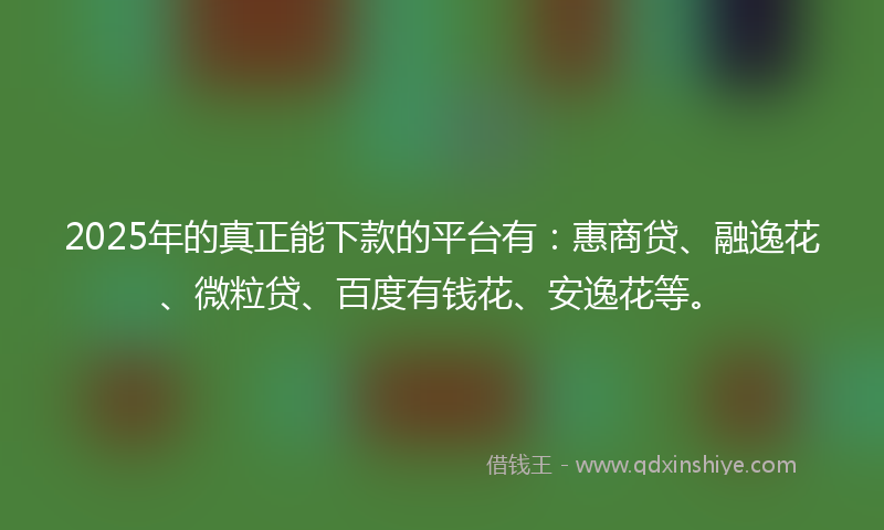 2025年的真正能下款的平台有：惠商贷、融逸花、微粒贷、百度有钱花、安逸花等。