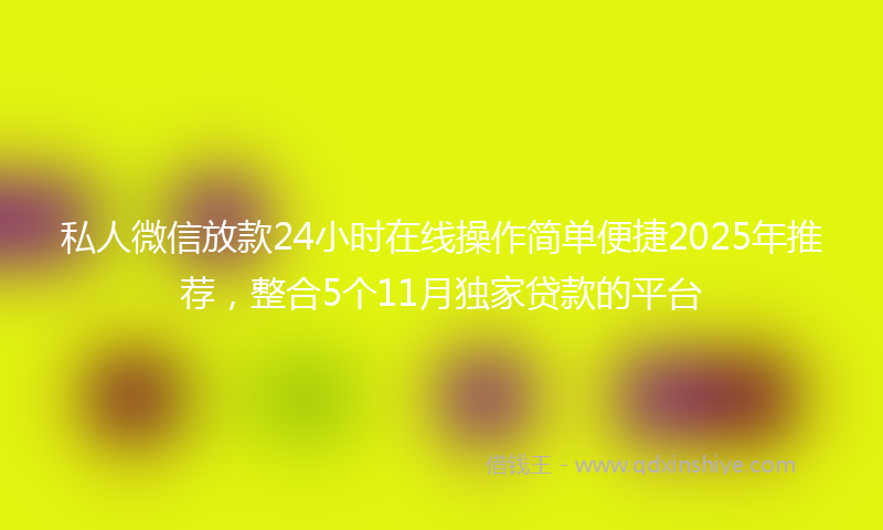 私人微信放款24小时在线操作简单便捷2025年推荐，整合5个11月独家贷款的平台
