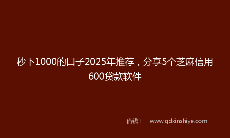 秒下1000的口子2025年推荐，分享5个芝麻信用600贷款软件