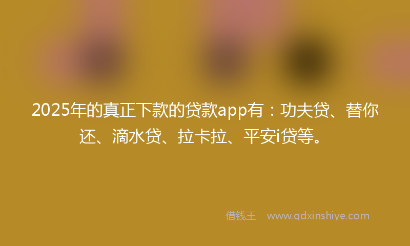 2025年的真正下款的贷款app有：功夫贷、替你还、滴水贷、拉卡拉、平安i贷等。