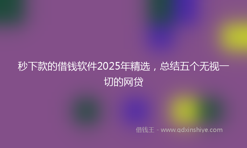 秒下款的借钱软件2025年精选，总结五个无视一切的网贷