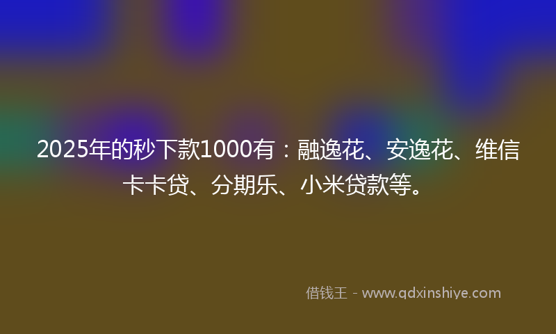 2025年的秒下款1000有：融逸花、安逸花、维信卡卡贷、分期乐、小米贷款等。