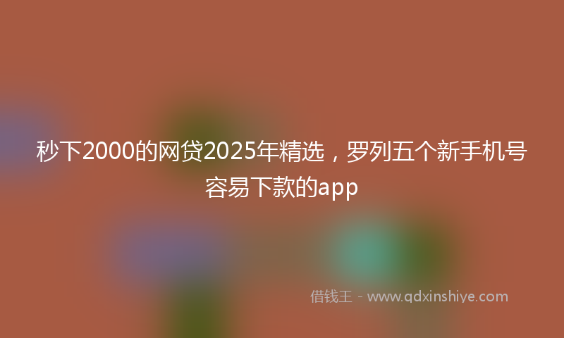 秒下2000的网贷2025年精选，罗列五个新手机号容易下款的app