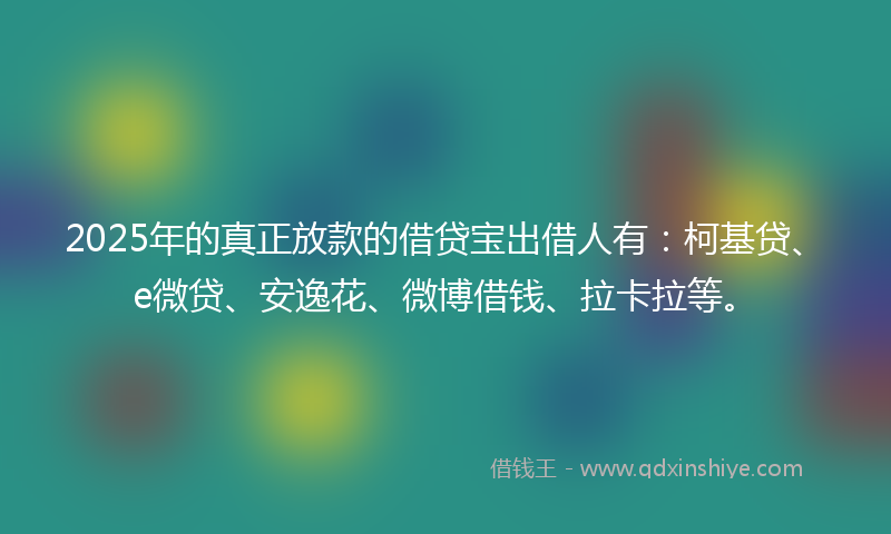 2025年的真正放款的借贷宝出借人有：柯基贷、e微贷、安逸花、微博借钱、拉卡拉等。