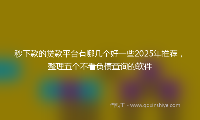 秒下款的贷款平台有哪几个好一些2025年推荐，整理五个不看负债查询的软件