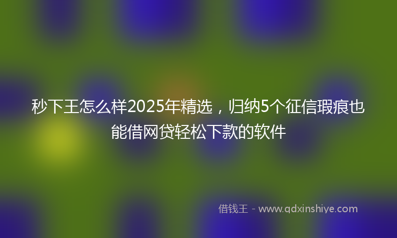 秒下王怎么样2025年精选，归纳5个征信瑕疵也能借网贷轻松下款的软件