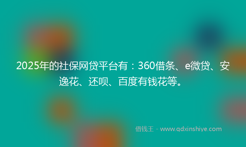2025年的社保网贷平台有：360借条、e微贷、安逸花、还呗、百度有钱花等。