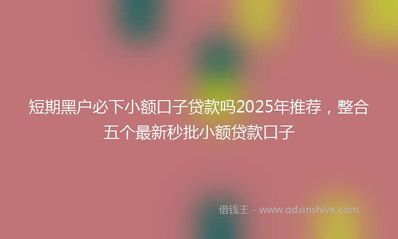 短期黑户必下小额口子贷款吗2025年推荐，整合五个最新秒批小额贷款口子