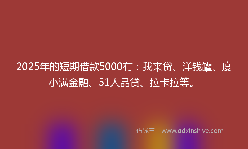 2025年的短期借款5000有：我来贷、洋钱罐、度小满金融、51人品贷、拉卡拉等。