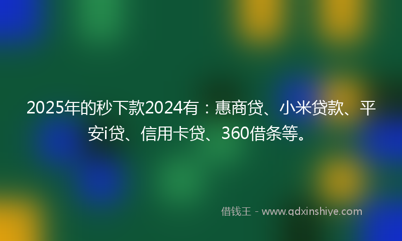 2025年的秒下款2024有：惠商贷、小米贷款、平安i贷、信用卡贷、360借条等。