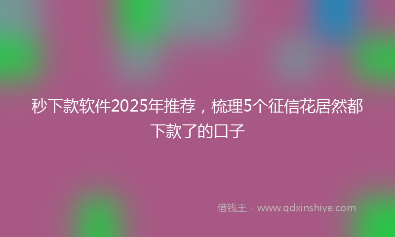 秒下款软件2025年推荐，梳理5个征信花居然都下款了的口子