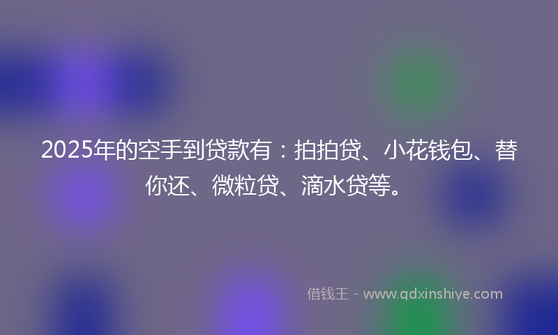 2025年的空手到贷款有：拍拍贷、小花钱包、替你还、微粒贷、滴水贷等。