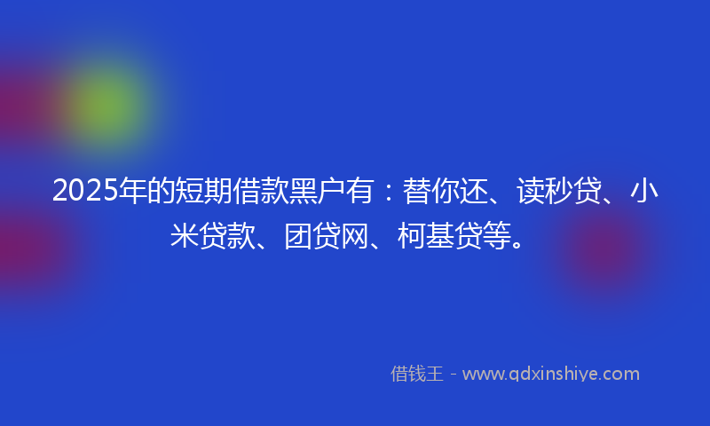2025年的短期借款黑户有：替你还、读秒贷、小米贷款、团贷网、柯基贷等。