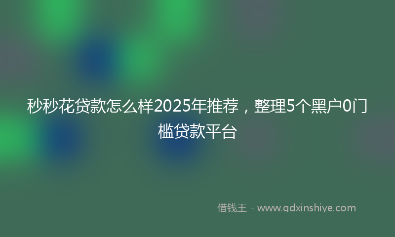 秒秒花贷款怎么样2025年推荐，整理5个黑户0门槛贷款平台