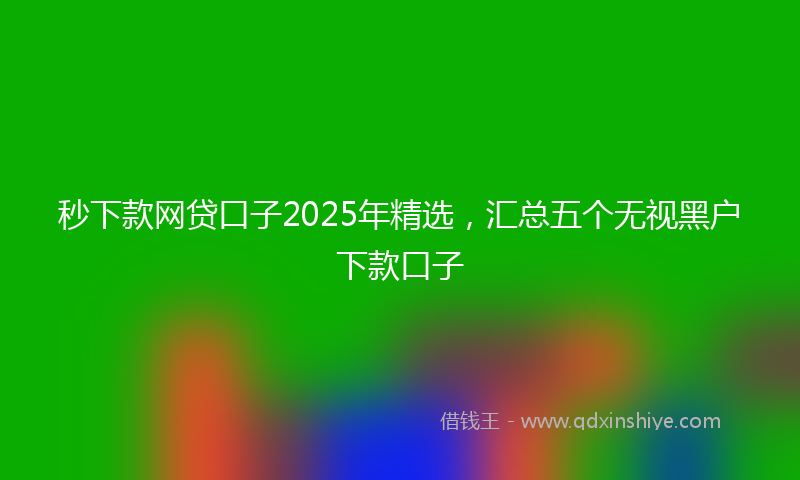 秒下款网贷口子2025年精选，汇总五个无视黑户下款口子