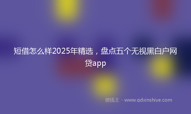 短借怎么样2025年精选，盘点五个无视黑白户网贷app