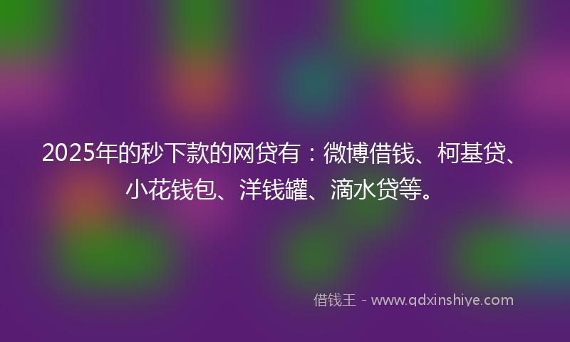 2025年的秒下款的网贷有：微博借钱、柯基贷、小花钱包、洋钱罐、滴水贷等。