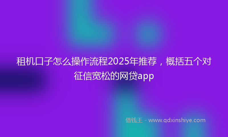 租机口子怎么操作流程2025年推荐，概括五个对征信宽松的网贷app