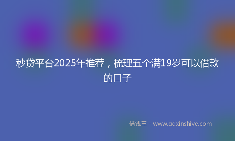 秒贷平台2025年推荐，梳理五个满19岁可以借款的口子
