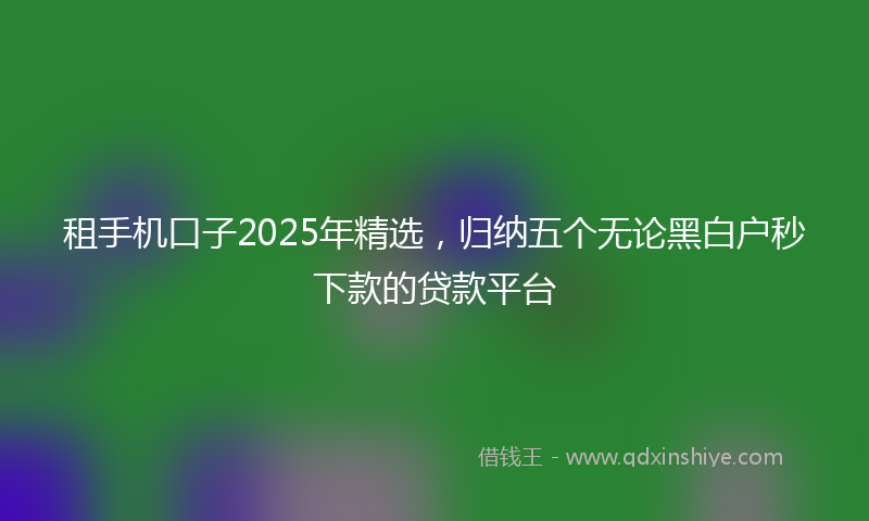 租手机口子2025年精选，归纳五个无论黑白户秒下款的贷款平台