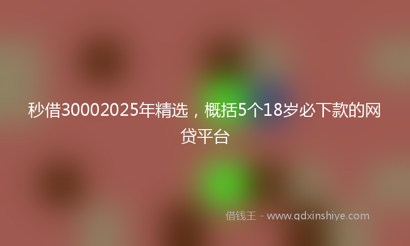 秒借30002025年精选，概括5个18岁必下款的网贷平台