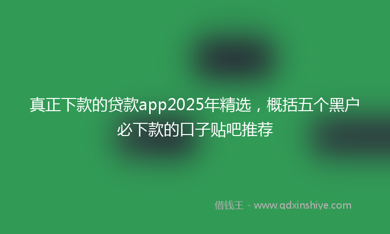 真正下款的贷款app2025年精选，概括五个黑户必下款的口子贴吧推荐