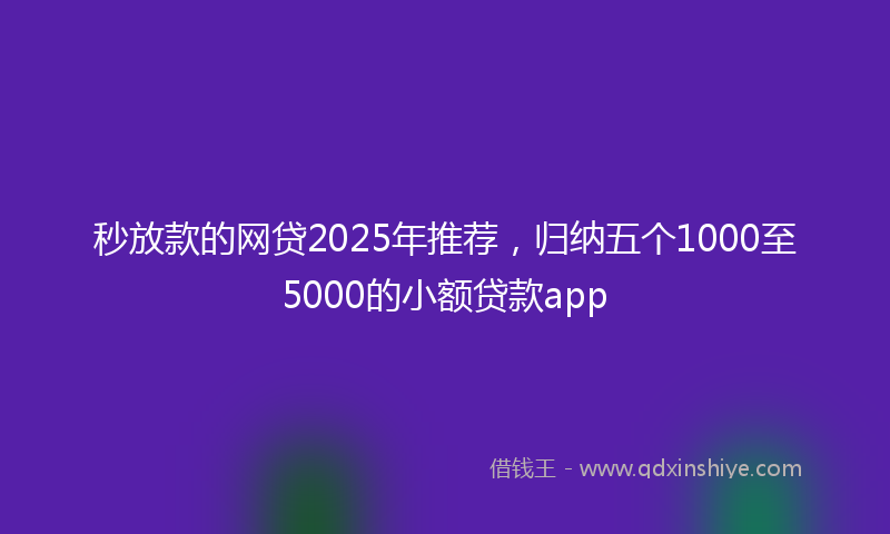 秒放款的网贷2025年推荐，归纳五个1000至5000的小额贷款app