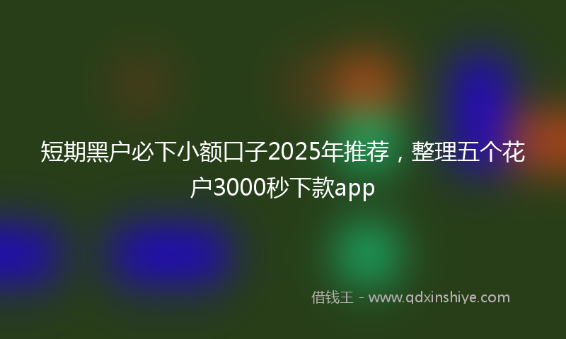 短期黑户必下小额口子2025年推荐，整理五个花户3000秒下款app