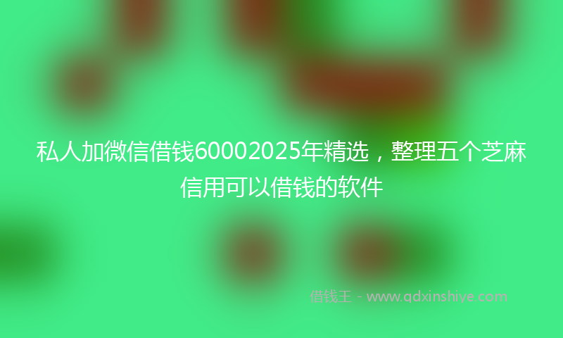 私人加微信借钱60002025年精选，整理五个芝麻信用可以借钱的软件