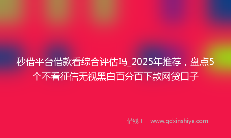 秒借平台借款看综合评估吗_2025年推荐，盘点5个不看征信无视黑白百分百下款网贷口子