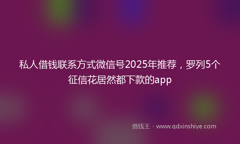 私人借钱联系方式微信号2025年推荐，罗列5个征信花居然都下款的app