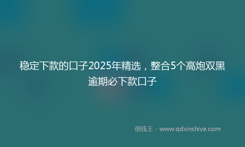 稳定下款的口子2025年精选，整合5个高炮双黑逾期必下款口子