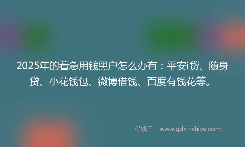 2025年的着急用钱黑户怎么办有：平安i贷、随身贷、小花钱包、微博借钱、百度有钱花等。