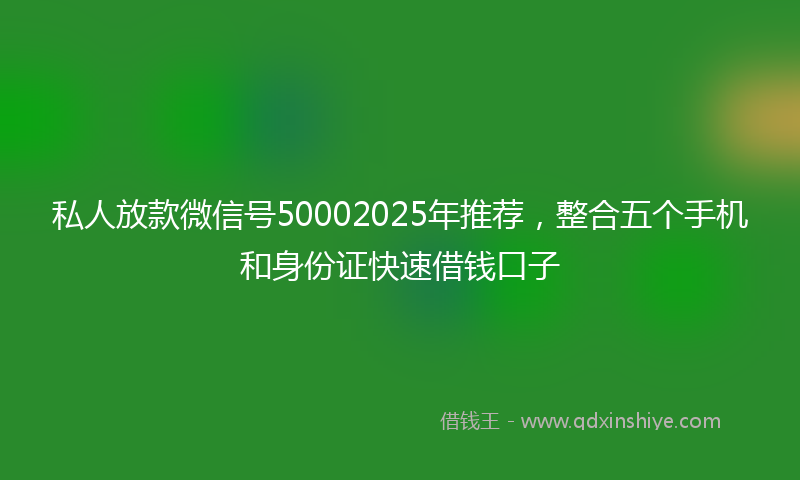 私人放款微信号50002025年推荐，整合五个手机和身份证快速借钱口子