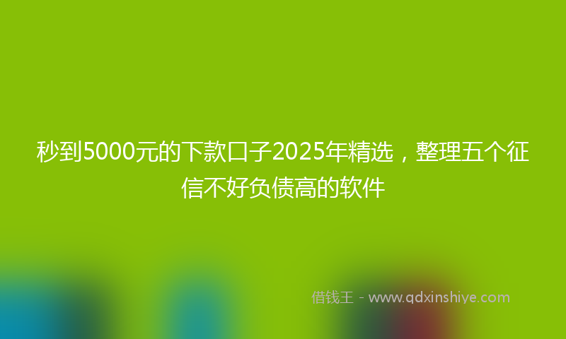 秒到5000元的下款口子2025年精选，整理五个征信不好负债高的软件